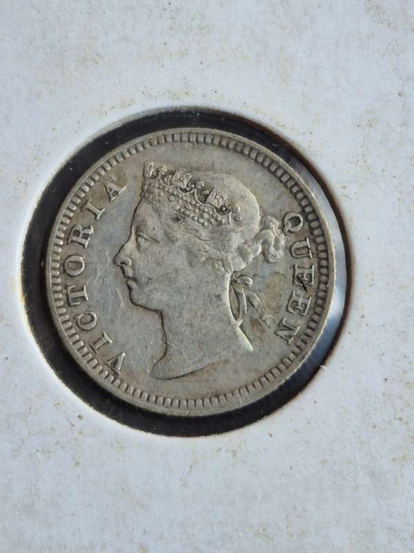 1901 Silver Hong Kong 5 Cents Queen Victoria Coin