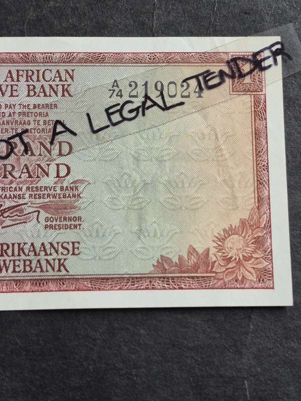 G Rissik One Rand 2nd issue 1966 Springbok Watermark (very nice condition)