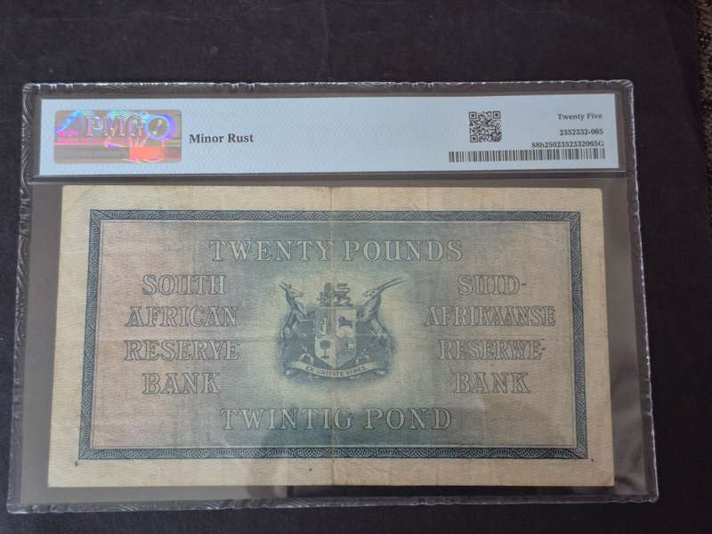 SA 20 Pounds 1933 J Postmus rare Bank Note 4 September 1933 E/A