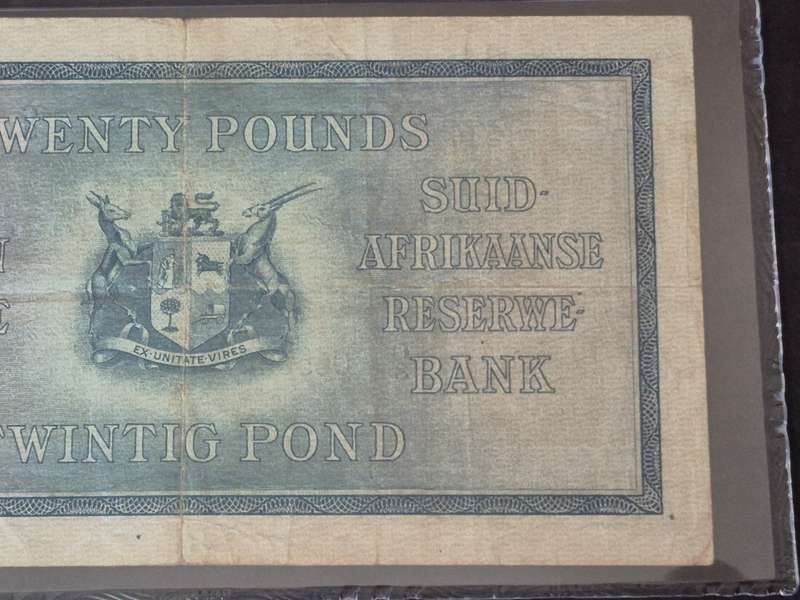 SA 20 Pounds 1933 J Postmus rare Bank Note 4 September 1933 E/A