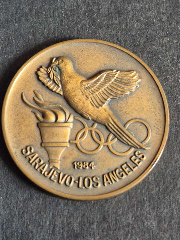 Sarajevo Los Angeles Olympics 1984 Souvenir Coin Medal Token 19mm