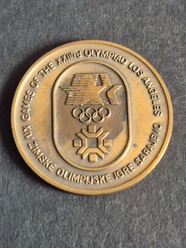 Sarajevo Los Angeles Olympics 1984 Souvenir Coin Medal Token 19mm
