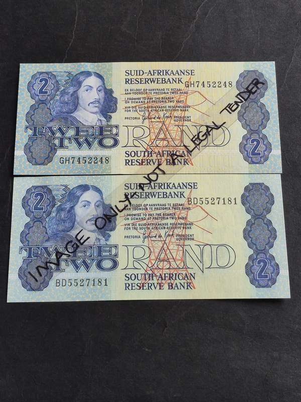 2 x GPC de Kock Two Rand 1989 UNC