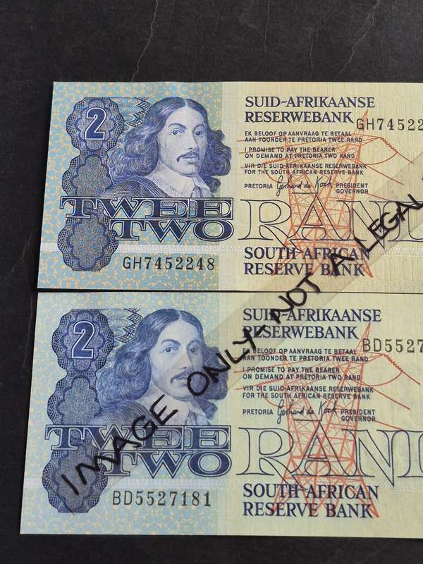 2 x GPC de Kock Two Rand 1989 UNC