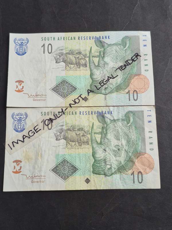 2 x TT Mboweni Ten Rand 2nd issue 2004 (nice condition)