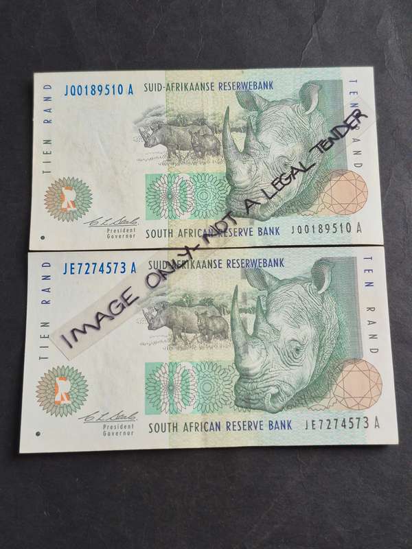 2 x CL Stals Ten Rand 2nd issue 1993 (nice condition)