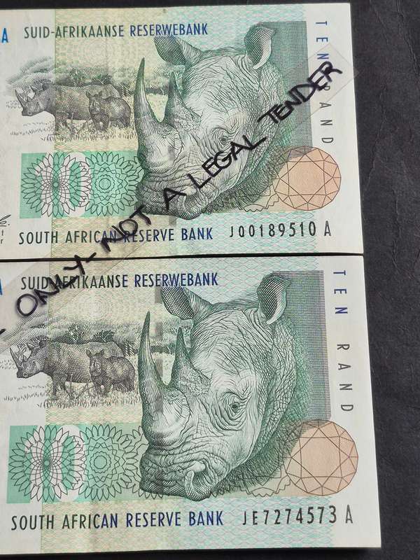2 x CL Stals Ten Rand 2nd issue 1993 (nice condition)