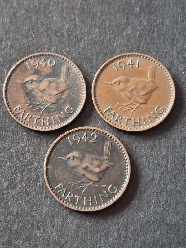 3 x UK Farthing 1940/1941/1942