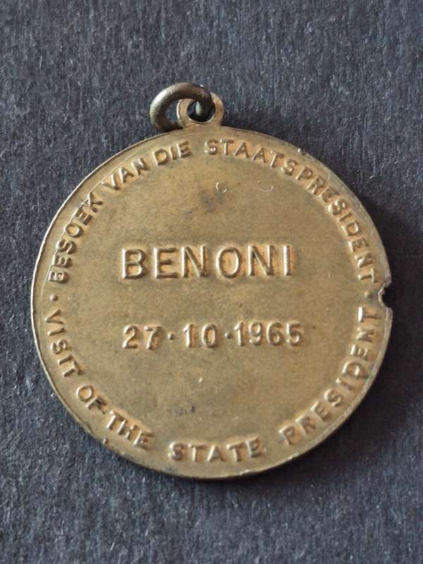 Bronze Medal to Commemorate the visit of the State President to Benoni 27.10.1965