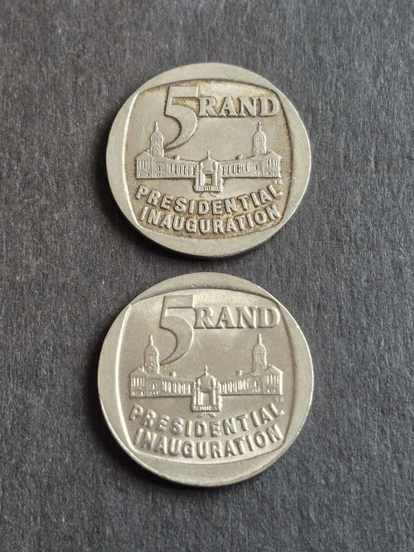 2 x Presidential Inauguration R5 Coins 1994