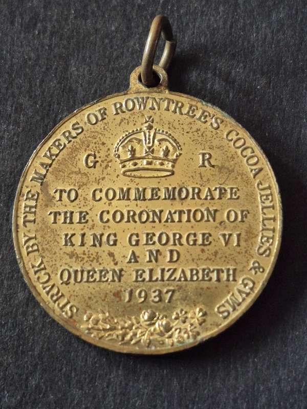 Coronation 1937 Brass Medallion struck by the makers of Rowntrees Coco Jellies 1937