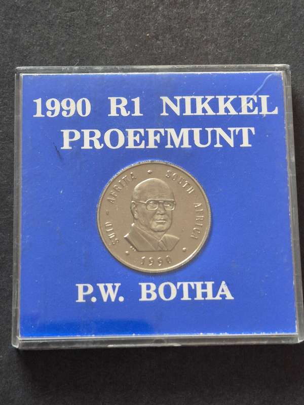 1990 Proof Nickel One Rand PW Botha