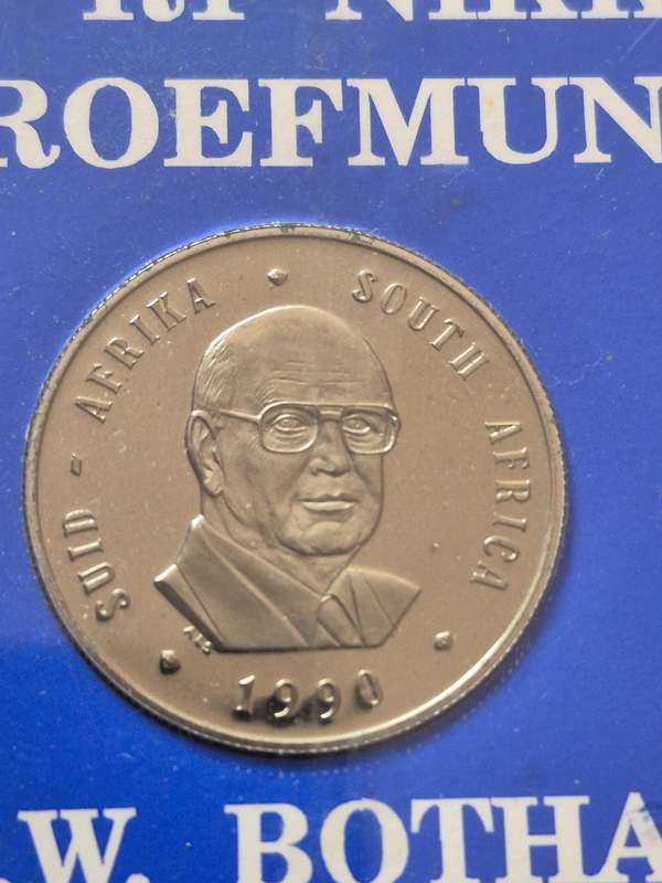 1990 Proof Nickel One Rand PW Botha