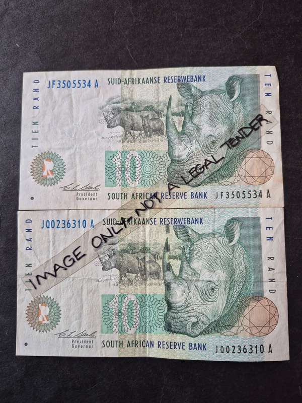 2 x CL Stals Ten Rand 2nd issue 1992