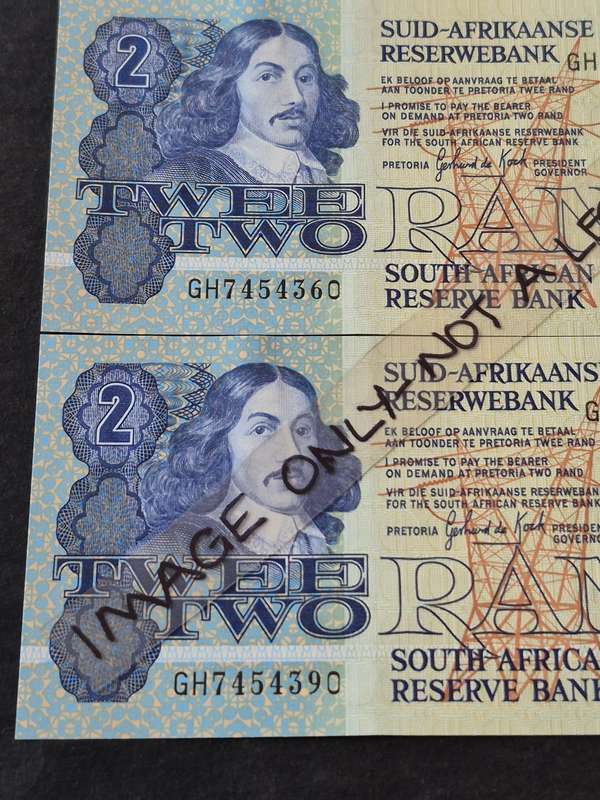 2 x GPC de Kock Two Rand 3rd issue 1989 UNC
