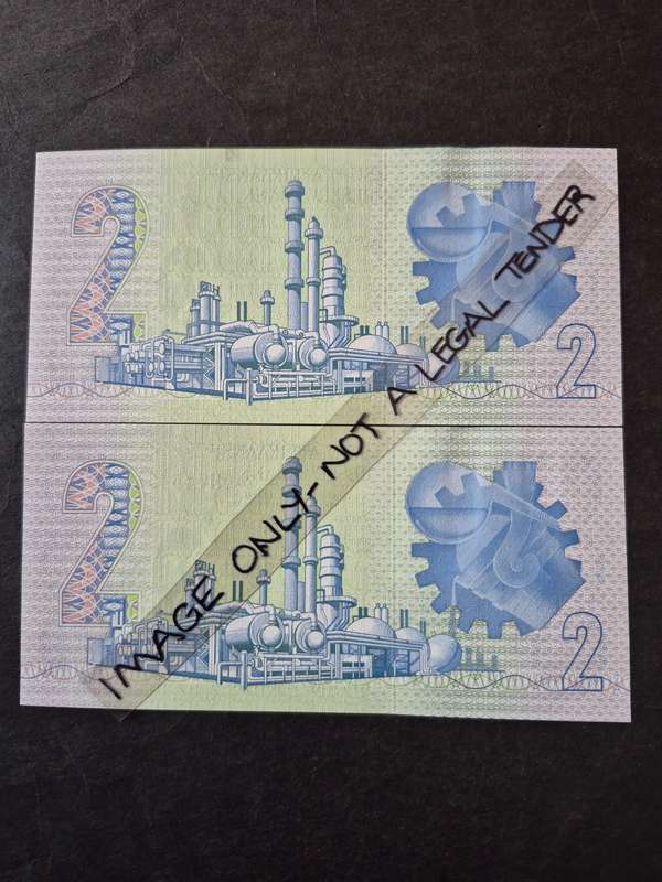 2 x GPC de Kock Two Rand 3rd issue 1989 UNC
