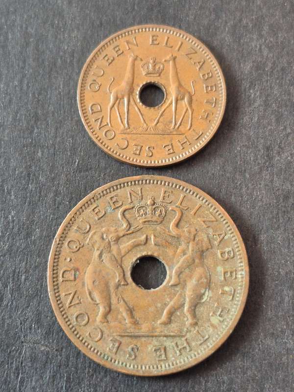 Rhodesia and Nysaland 1/2 Penny 1958 and One Penny 1953