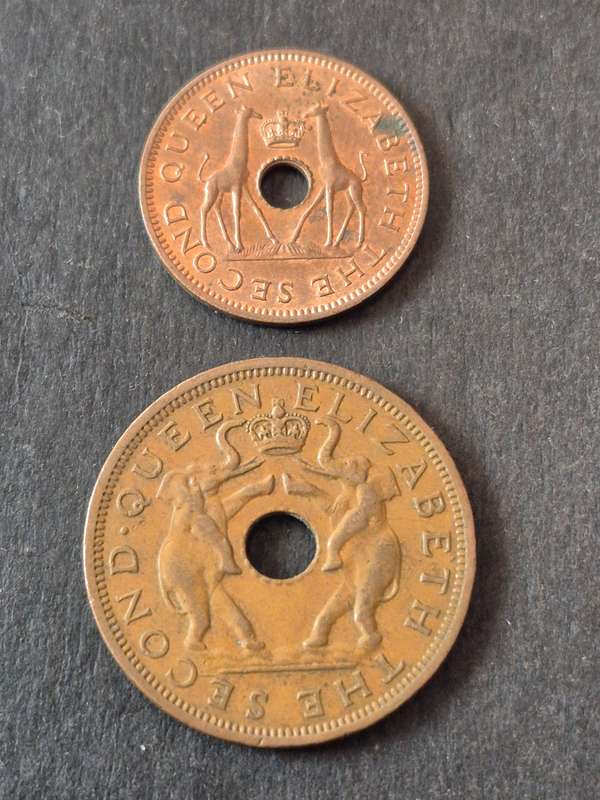 Rhodesia and Nysaland 1/2 Penny 1964 and One Penny 1961