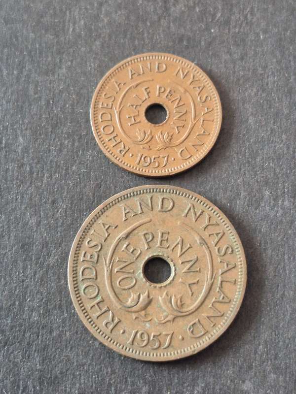 Rhodesia and Nysaland 1/2 Penny and One Penny 1957