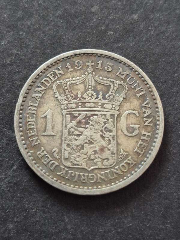 Nederlands One Gulden 1913 Silver