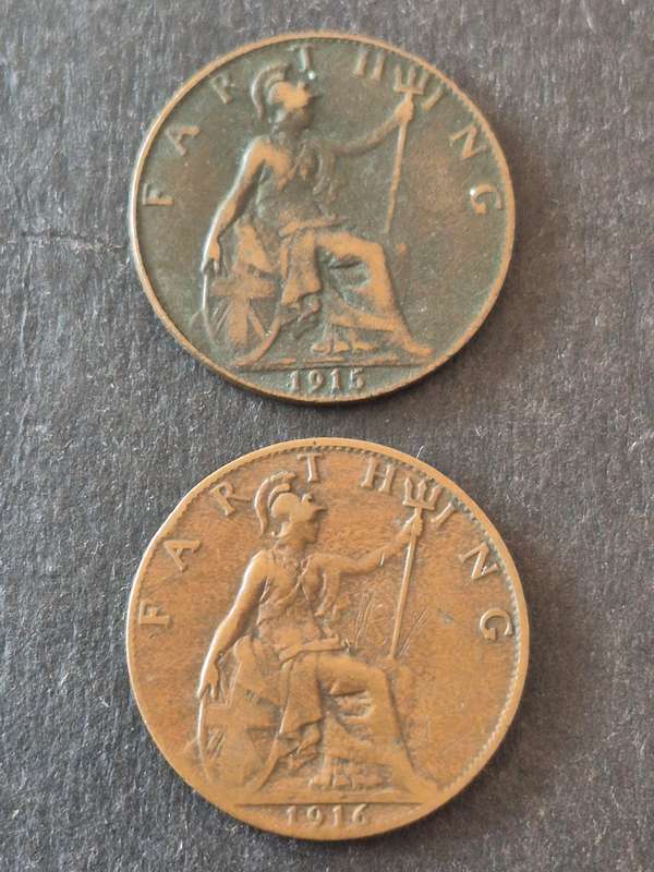 2 x UK Farthing 1915/1916