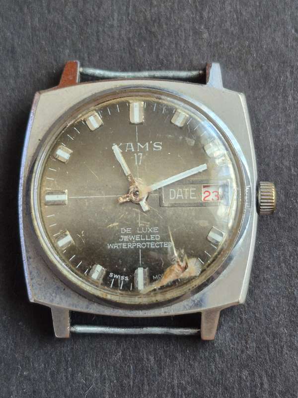 Vintage Kams 17 Deluxe Jewelled Water Protected Swiss Movement Mechanical Wrist Watch (not working)
