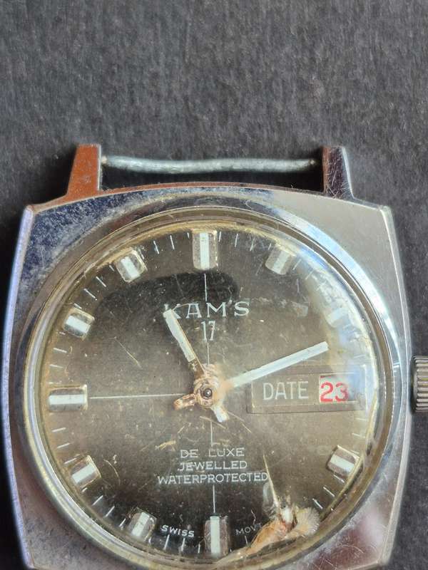 Vintage Kams 17 Deluxe Jewelled Water Protected Swiss Movement Mechanical Wrist Watch (not working)