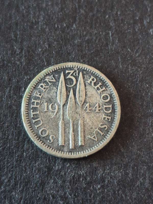 Southern Rhodesia Threepence 1944  .500 Silver