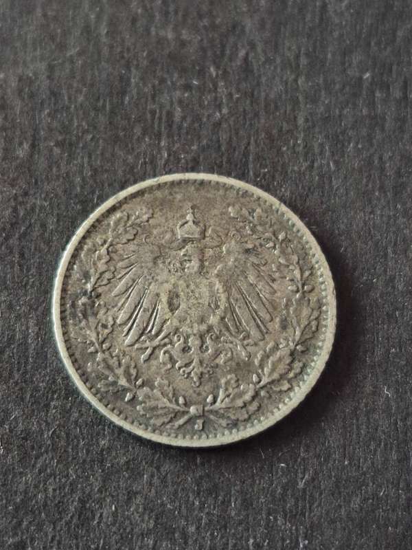 Deutsches Reich 1/2 Mark 1908 Silver