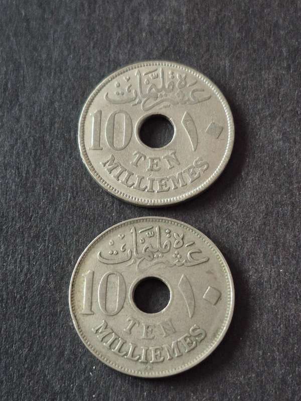 2 x Egypt 10 Milimes 1916/1917