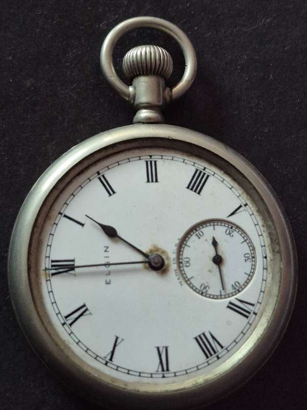 Vintage Elgin Men's Fob Watch (Pocket Watch) missing glass - not working