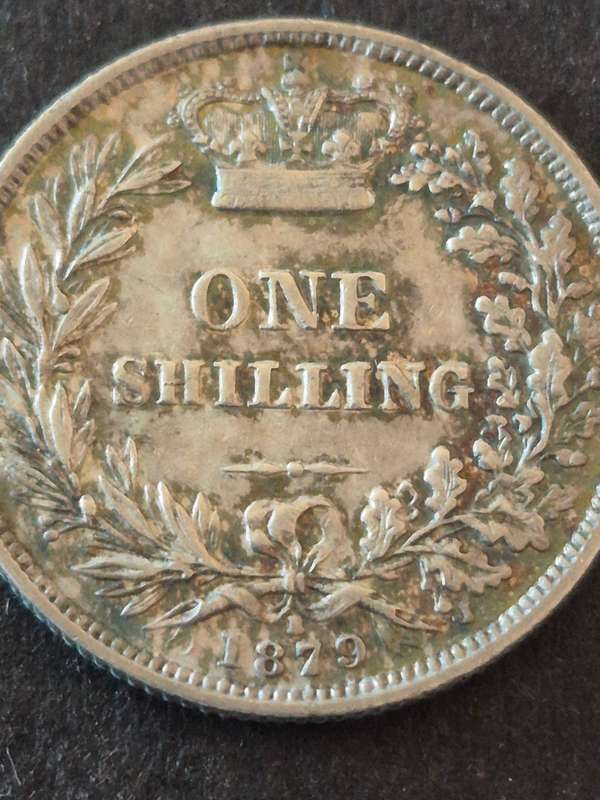 Queen Victoria One Shilling 1879 with die number 1 VF+ (extremely scarce coin)