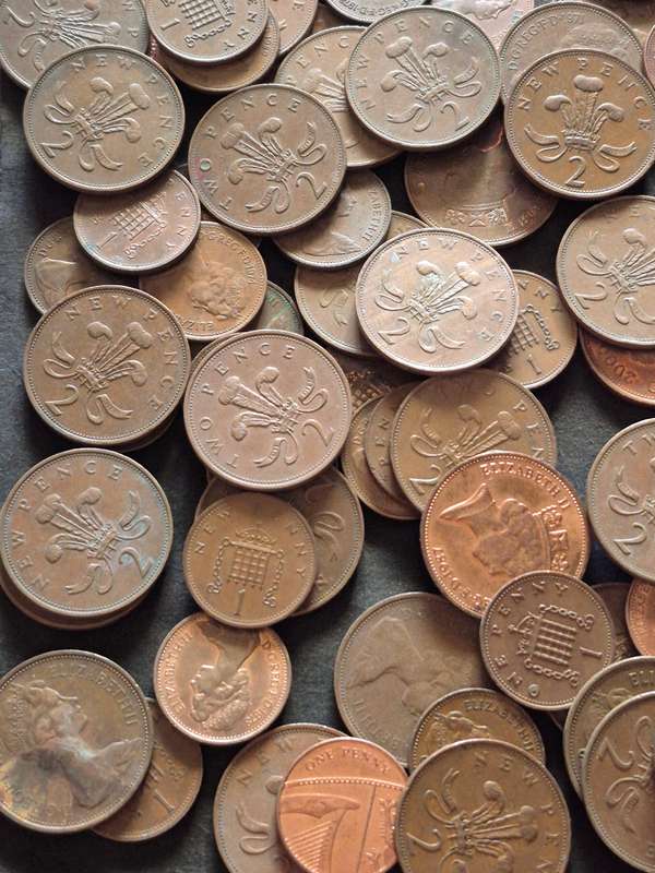 Mixed Lot of UK One Penny and Two Pence 1 kg