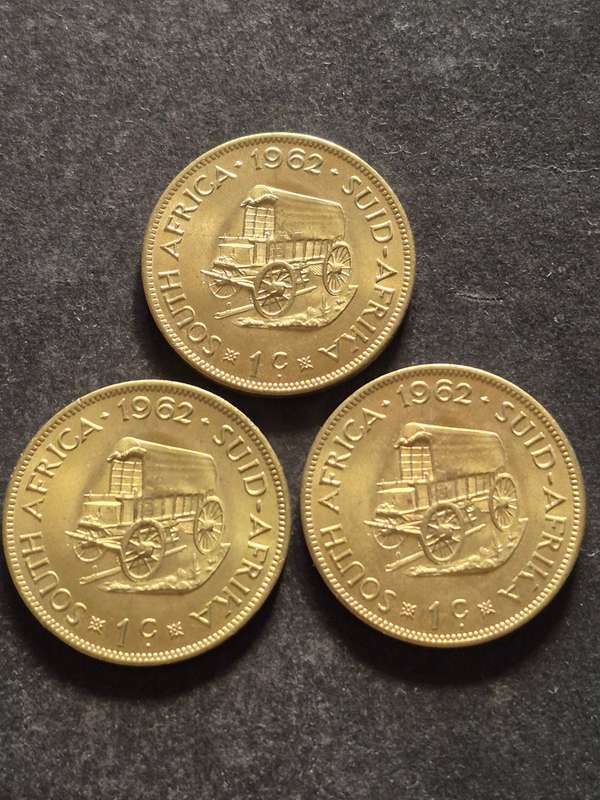 3 x Republic One Cent 1962 (excellent condition)