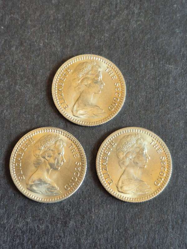 3 x Rhodesia 5 Cents 1964 (excellent condition)