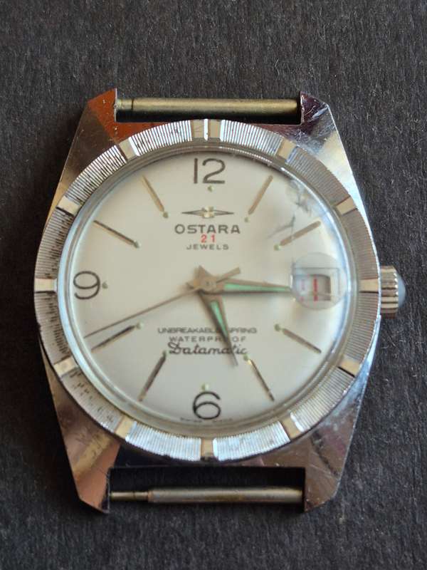 Vintage Ostara 21 Jewels Unbreakable Spring Waterproof Datamatic Mechanical Men's Wrist Watch