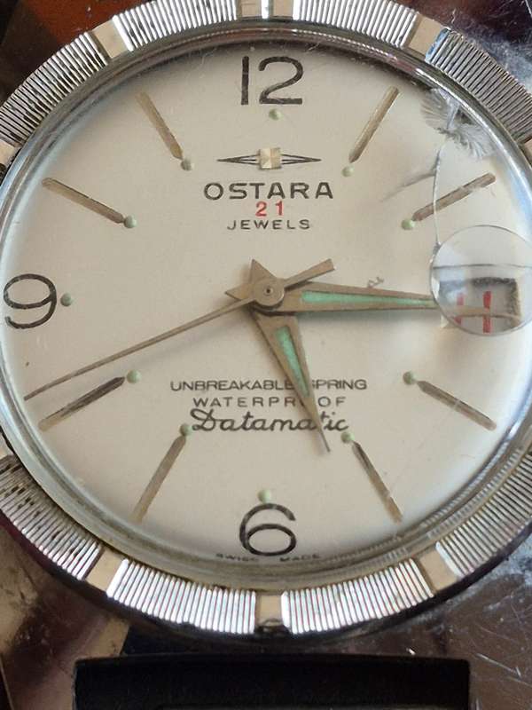 Vintage Ostara 21 Jewels Unbreakable Spring Waterproof Datamatic Mechanical Men's Wrist Watch