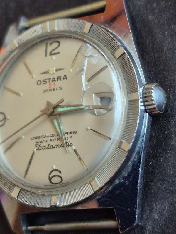 Vintage Ostara 21 Jewels Unbreakable Spring Waterproof Datamatic Mechanical Men's Wrist Watch