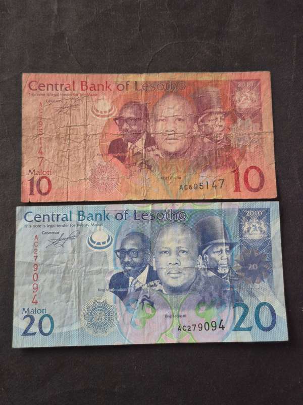 Lesotho 10/20 Maloti Notes