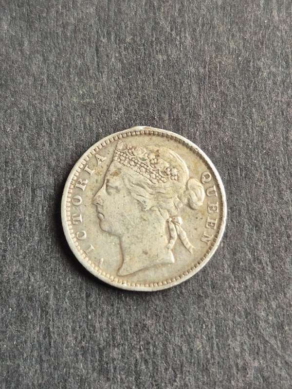 Strait Settlements 10 Cents 1887 Silver Queen Victoria
