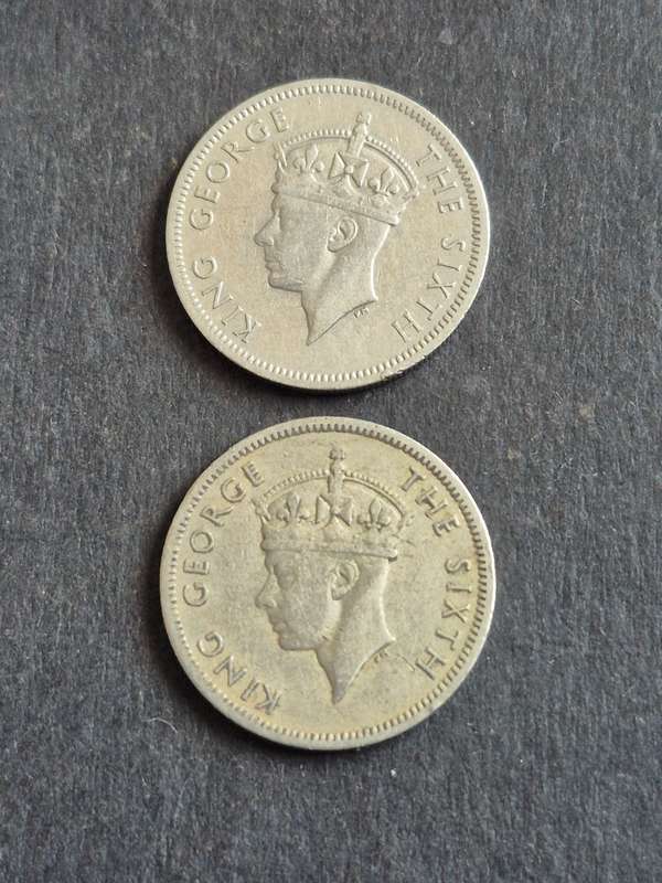 2 x Southern Rhodesia One Shillings 1949/1950