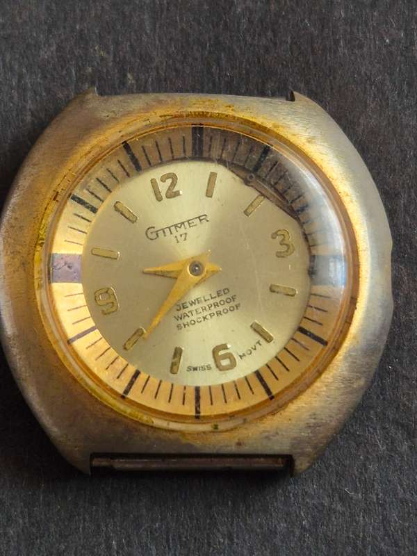 Vintage Gttmer 17 Jewelled Waterproof Shockproof Men's Wrist Watch (not working)