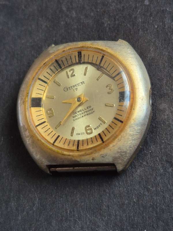 Vintage Gttmer 17 Jewelled Waterproof Shockproof Men's Wrist Watch (not working)