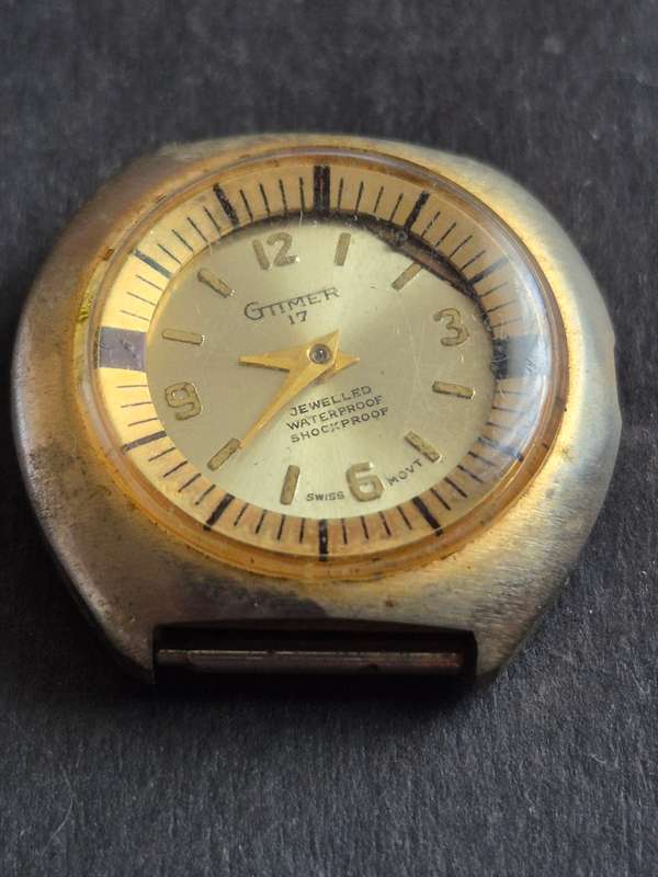 Vintage Gttmer 17 Jewelled Waterproof Shockproof Men's Wrist Watch (not working)