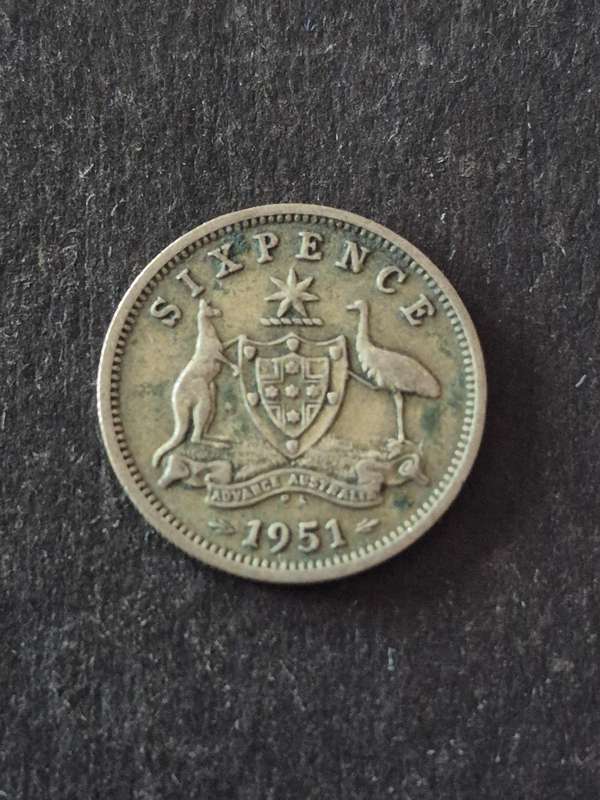 Australia Sixpence 1951 Silver