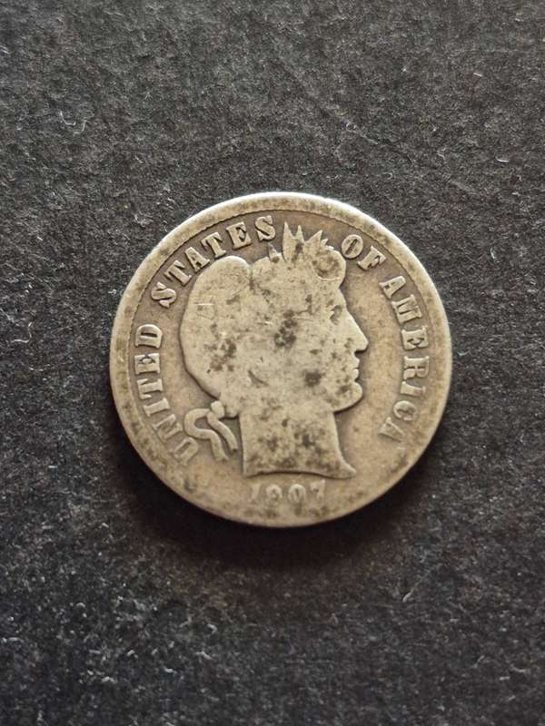 USA Barber Dime 1907 Silver
