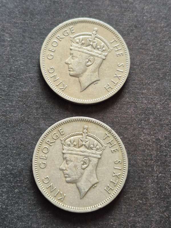 2 x Rhodesia One Shilling 1948/1949