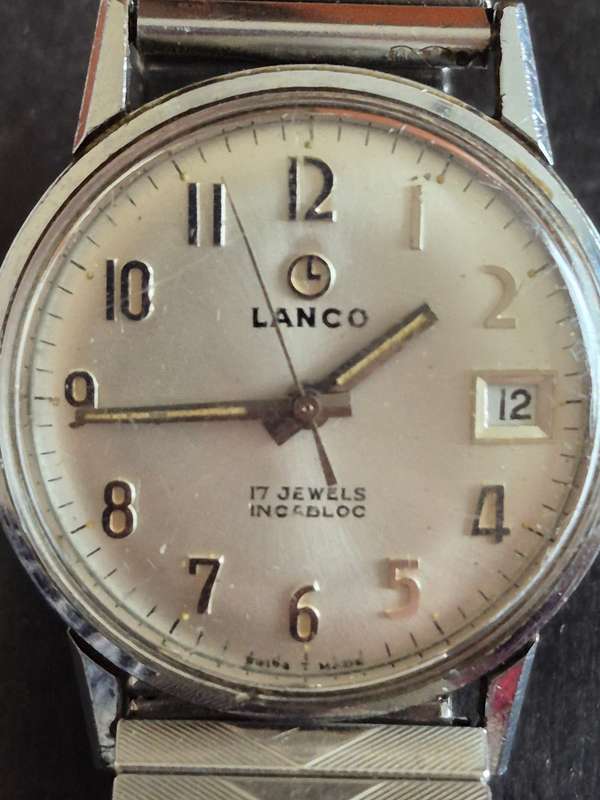 Vintage Lanco 17 Jewels Incablock Mechanical Men's Wrist Watch (not working)