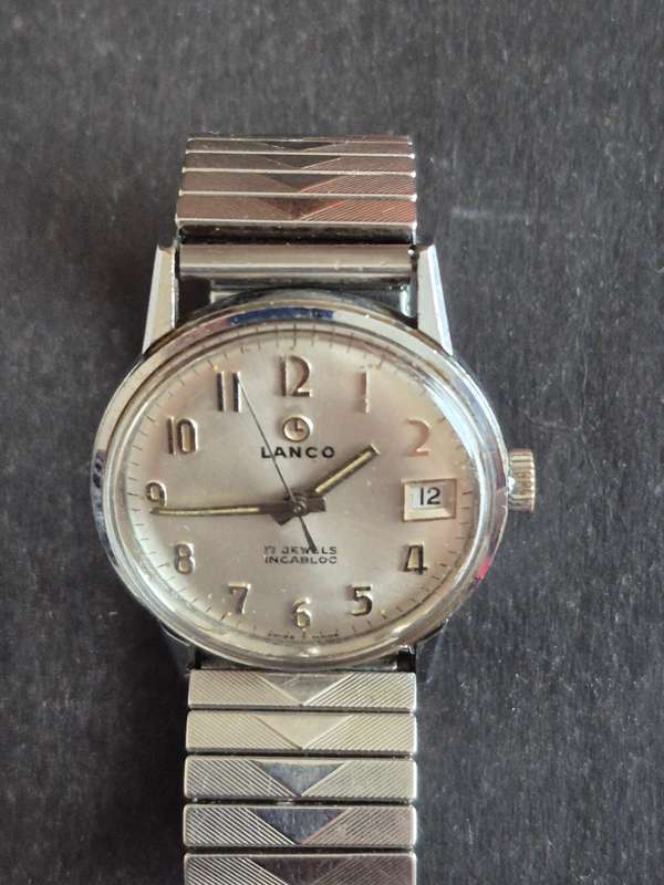 Vintage Lanco 17 Jewels Incablock Mechanical Men's Wrist Watch (not working)