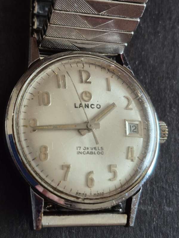Vintage Lanco 17 Jewels Incablock Mechanical Men's Wrist Watch (not working)